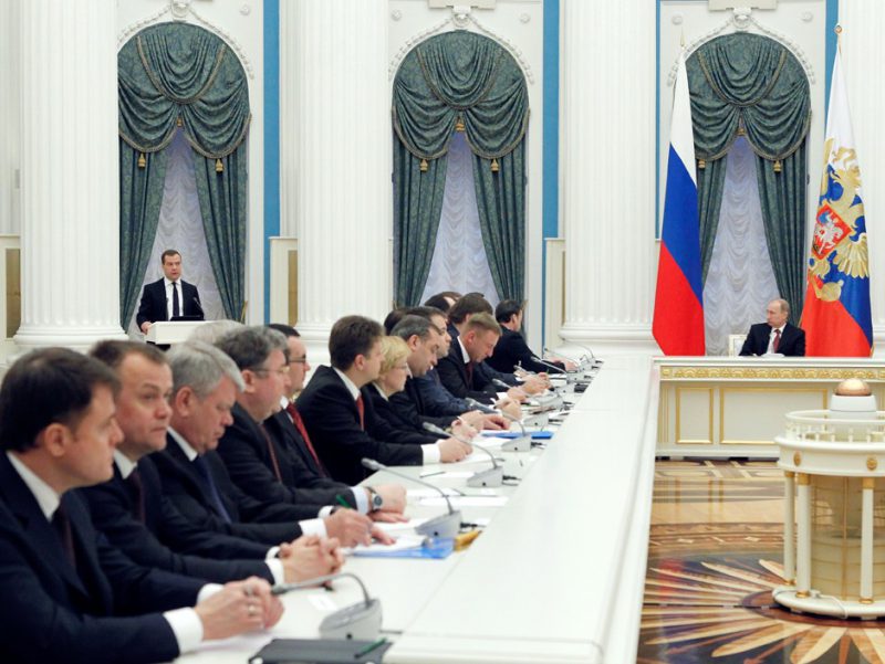Дмитрий Медведев, Владимир Путин, заседание правительства, фото пресс-службы белого дома