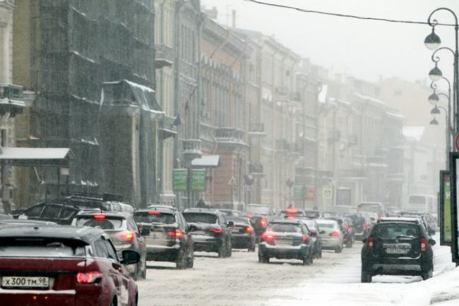 снег зима в петербурге пробки