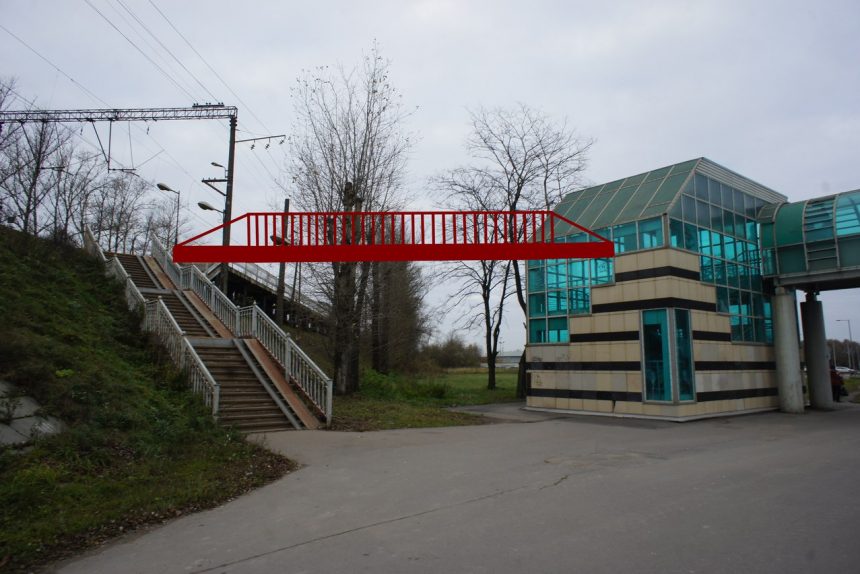 пешеходный переход через Пулковское шоссе у железнодорожной станции аэропорт