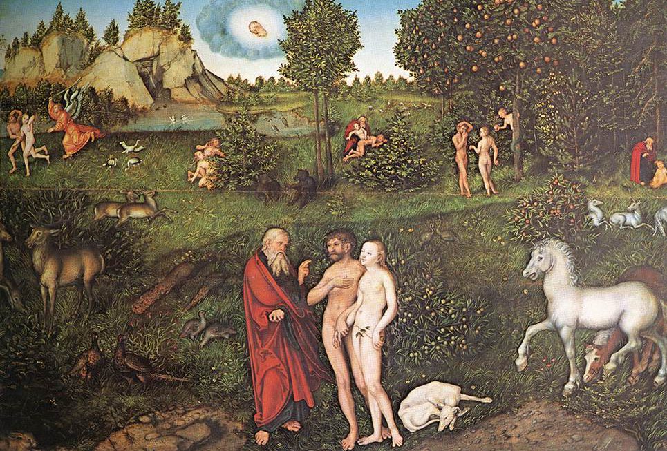 Лукас Кранах. Адам и Ева в саду Эдема. 1530. Музей истории искусств, Вена