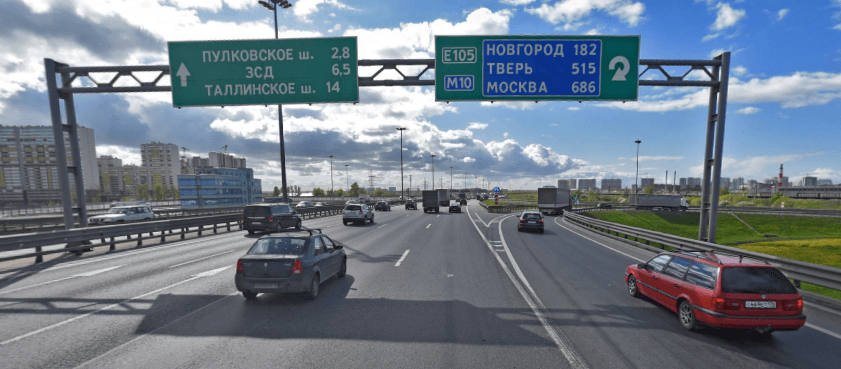 КАД Кольцевая автодорога пересечение с Московским шоссе