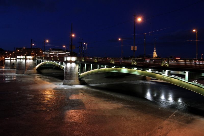 Биржевой мост Нева зима лёд