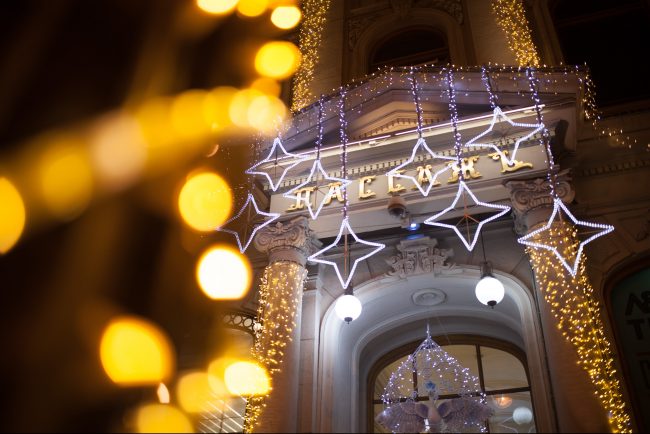 невский проспект подсветка праздник новый год рождество пассаж новогодние украшения