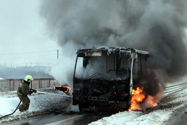 пожар автобус Гатчинский район