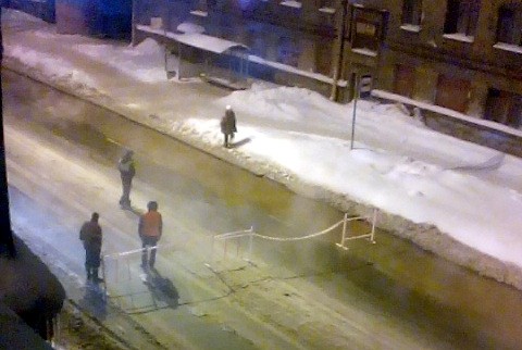прорыв теплотрассы Полюстровский проспект трубы