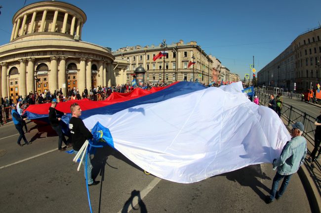 первое мая первомайская демонстрация ЛДПР флаг России