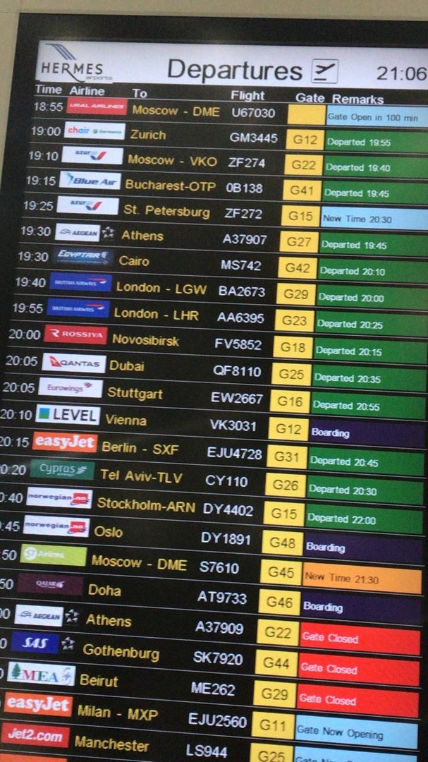Ларнака аэропорт табло вылета