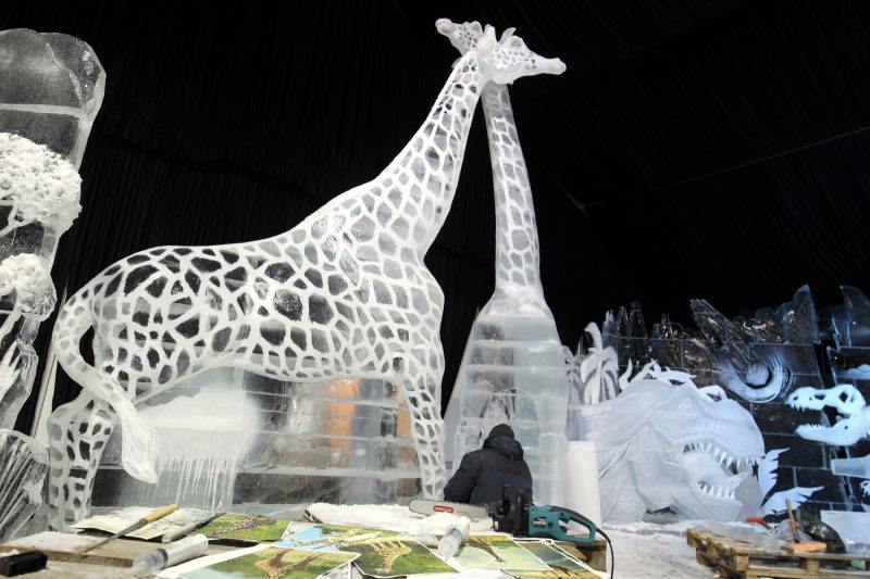 ледяные скульптуры жирафы