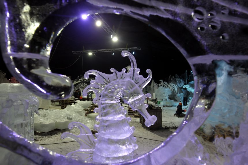 ледяные скульптуры морской конёк