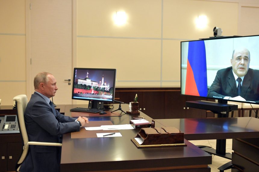 Михаил Мишустин, Владимир Путин, видеоконференция, коронавирус