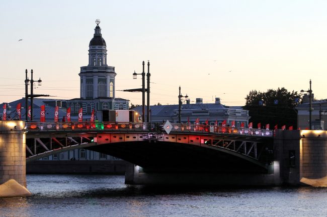 подсветка, день медицинского работника, Дворцовый мост