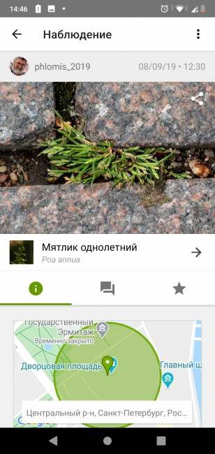 снимок экрана приложения iNaturalist