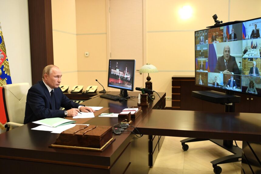 владимир путин, президент, совещание с членами правительства, видеоконференция