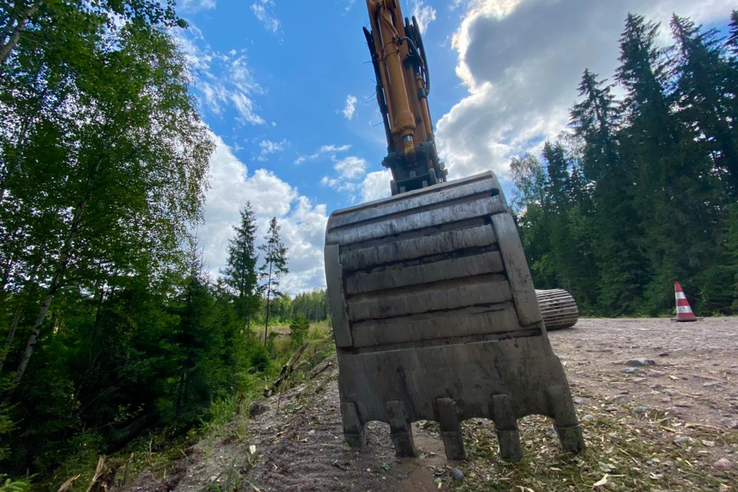 ремонт дороги, экскаватор, ковш, дорожная техника