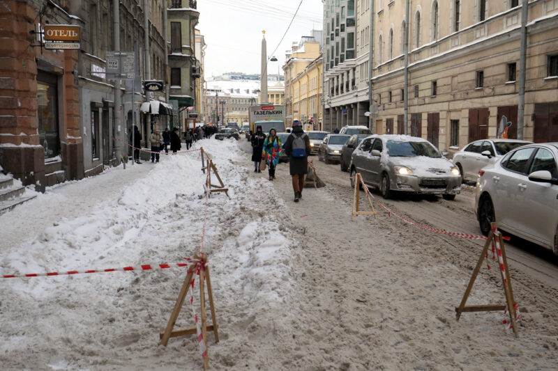 уборка снега, зимняя уборка, Гончарная улица