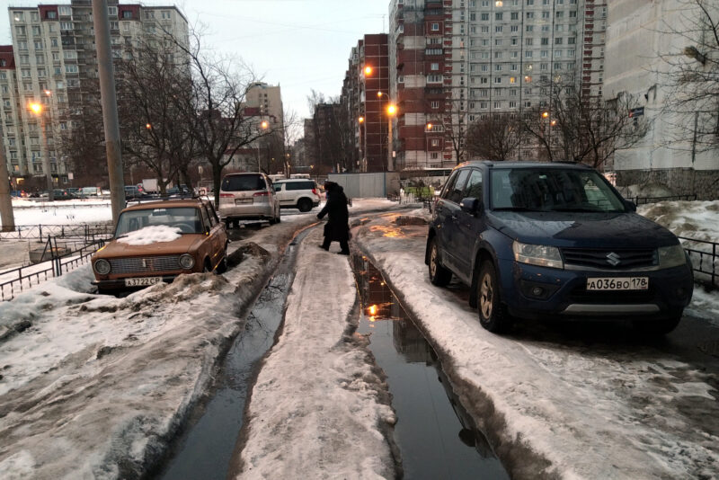 зима, снег, таяние, уборка снега, плохая уборка