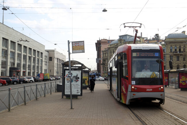 трамвай маршрута 3, площадь Ленина, Финляндский вокзал