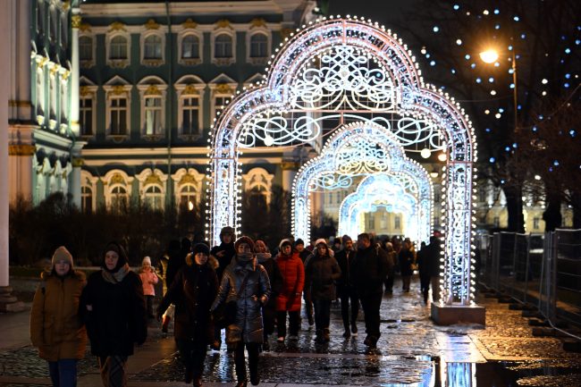 новогодняя ночь, новый год, Дворцовая площадь, праздник, украшения, иллюминация