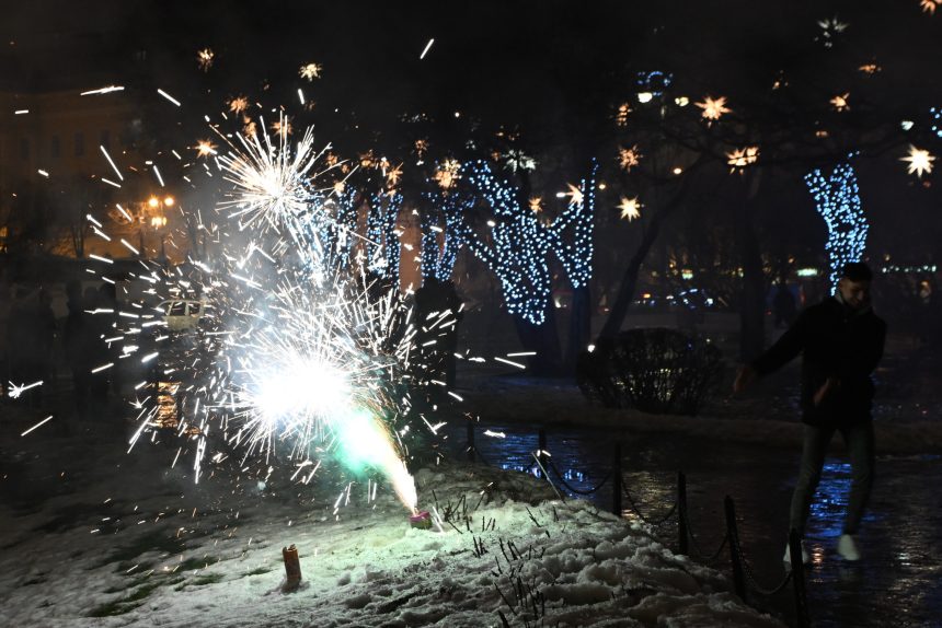 новогодняя ночь, новый год, Исаакиевская площадь, пиротехника