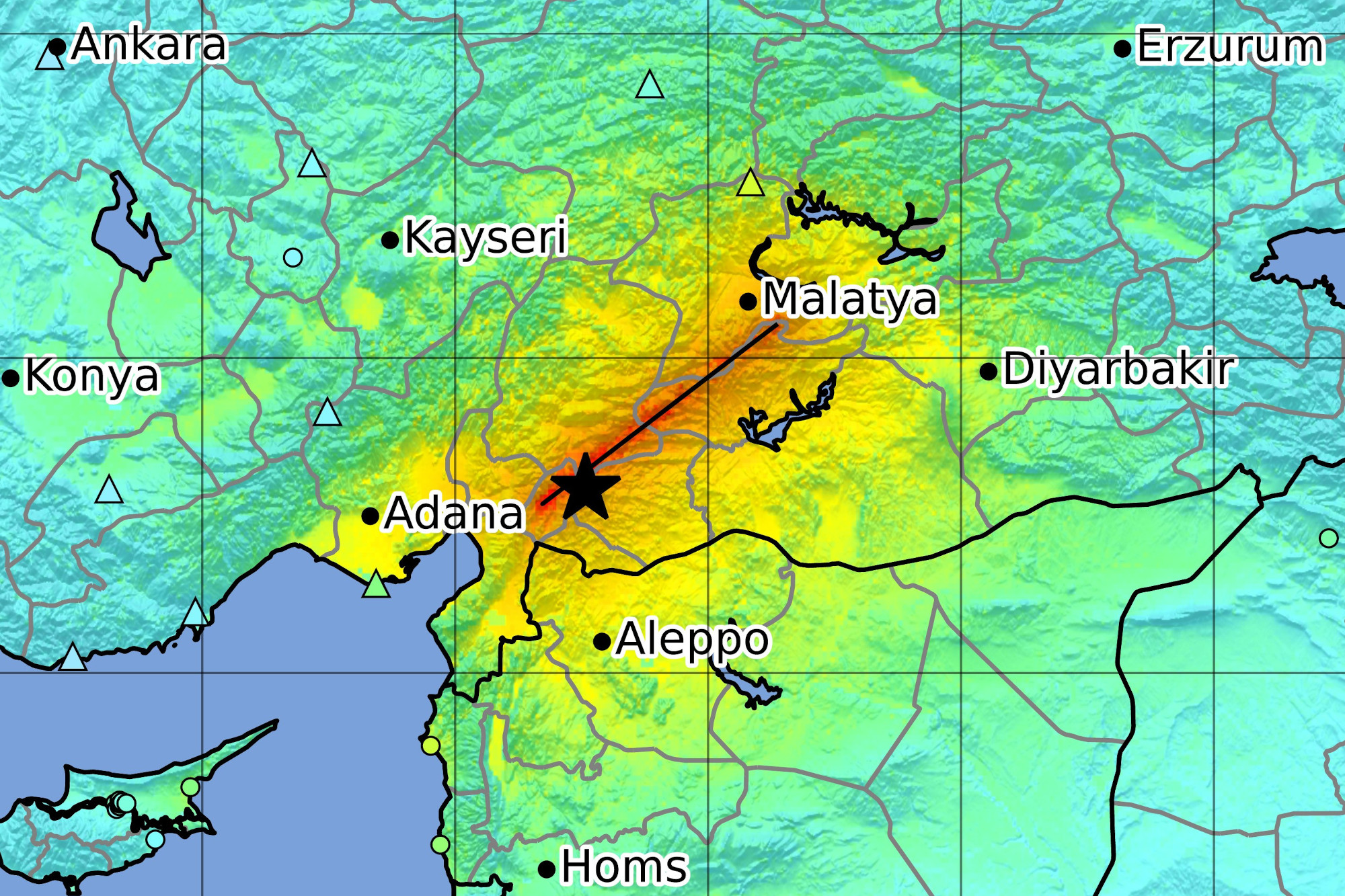 В каком месте землетрясение. Землетрясение в Турции на карте. Карта землетрясений. Эпицентр землетрясения в Турции. Юго Восток Турции на карте землетрясение.