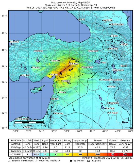 землетрясение, Турция, сейсмическая карта