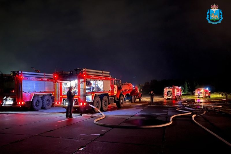 пожар в аэропорту Пскова