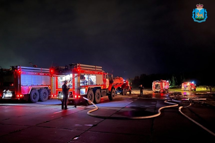 пожар в аэропорту Пскова