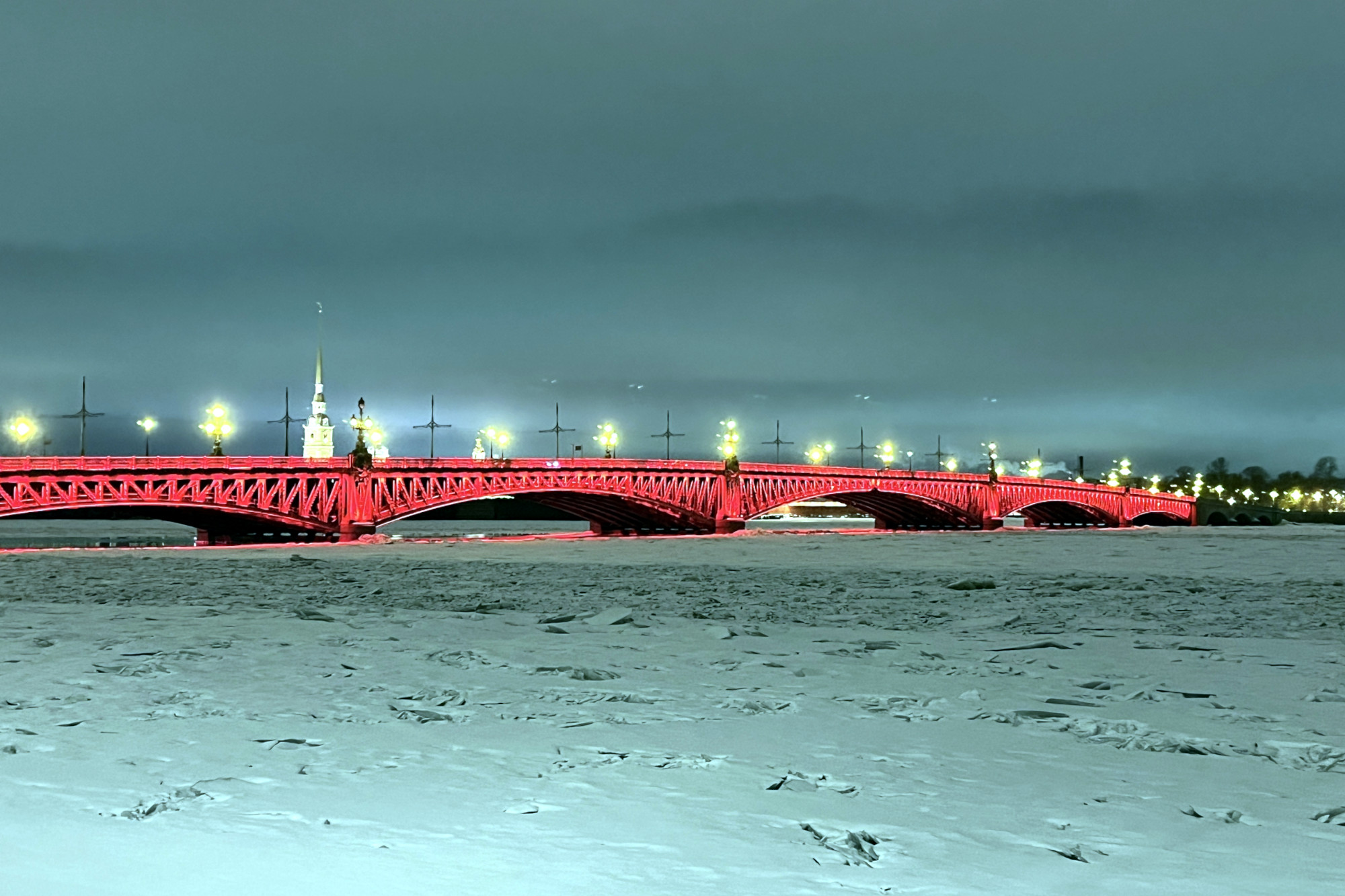 Троицкий мост, подсветка, китайский новый год, восточный новый год