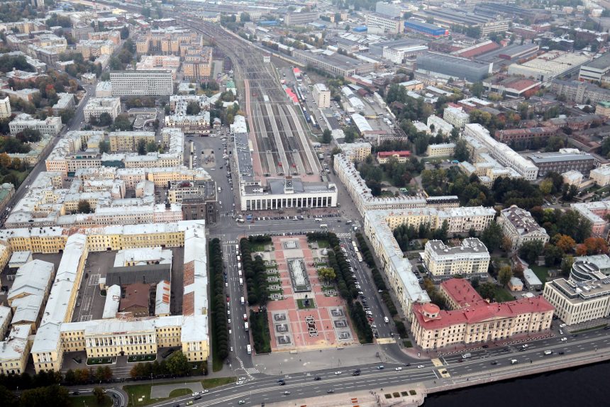 площадь Ленина, Финляндский вокзал, Выборгская сторона, Петербург с высоты