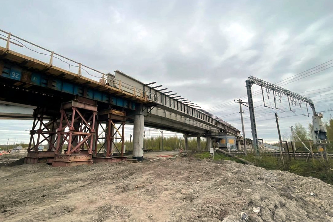 строительство путепровода, Петрозаводское шоссе, железная дорога