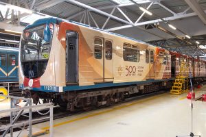 На синей линии метро можно встретить поезд, оформленный к 300-летию СПбГУ