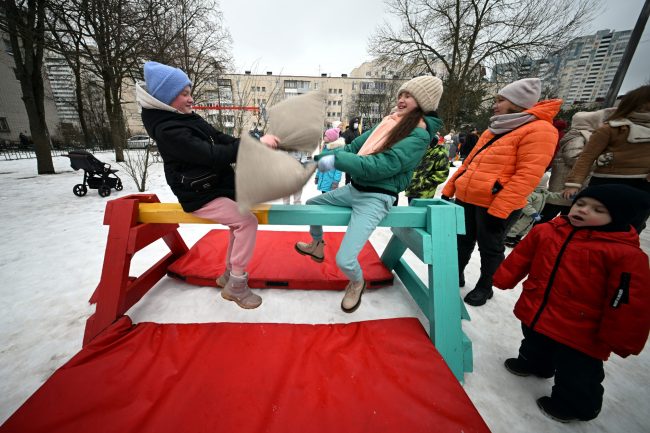 масленица, Парголово, бой подушками