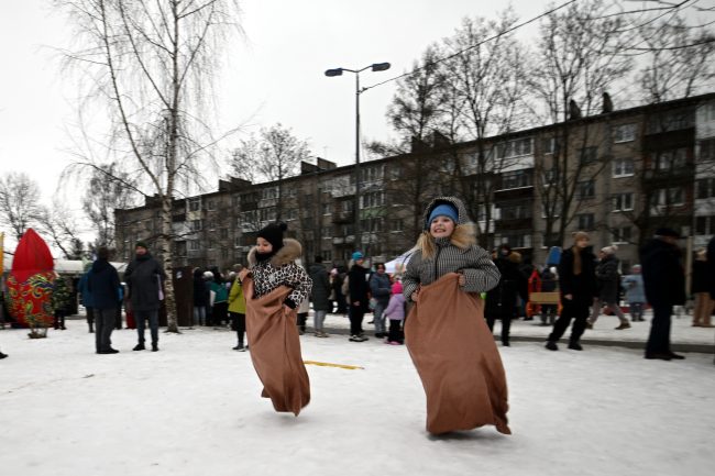 масленица, Парголово, бег в мешках