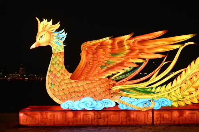 световые инсталляции, восточный Новый год, новый год по лунному календарю, год огненной лошади, феникс