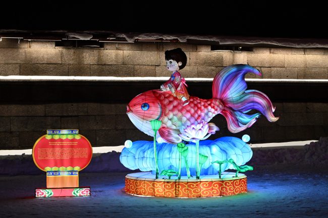 световые инсталляции, восточный Новый год, новый год по лунному календарю, год огненной лошади, рыба