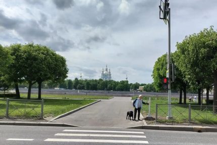 бесконтактная светофорная кнопка, Свердловская набережная 64