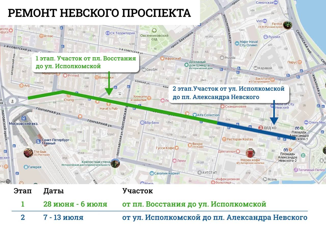 ремонт Невского проспекта июнь-июль 2026